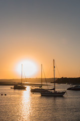 Fototapeta na wymiar Harbor from Alvor at sunset in Portugal