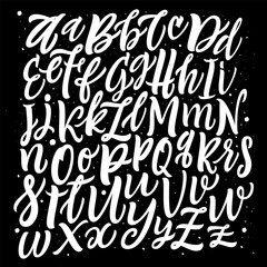 Vector Alphabet Background. Brush Letters. Handwritten Script Alphabet isolated on white background. Custom Typography for Designs: Wallpaper Patterns, for Posters, Cards, etc. Vector Illustrations.