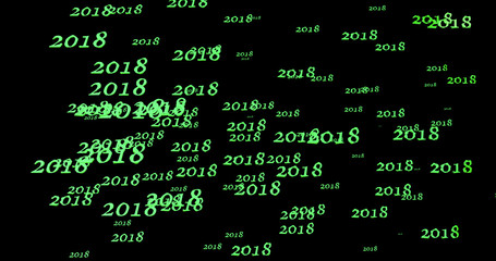 Happy new year 2018 Text Design with black background