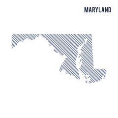 Vector abstract wave map of State of Maryland isolated on a white background.