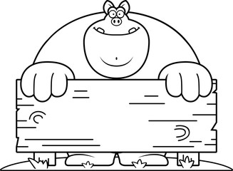 Cartoon Pig Wood Sign
