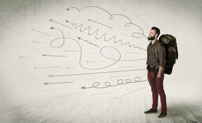 Obraz premium Young man with a backpack