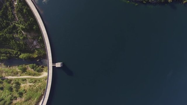 Aerial view of Dam of Vilarinho da Furna on Rio Homem, Portugal