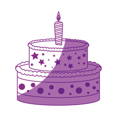 birthday cake with candles icon over white background. vector illustration