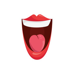 comic mouth smiling icon over white background. colorful design. vector illustration