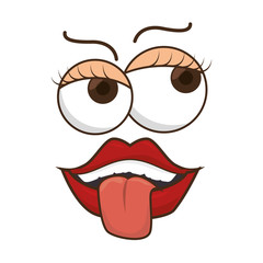 comic face icon over white background colorful design vector illustration