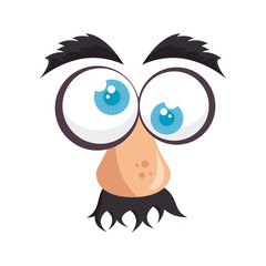 comic face with big nose icon over white background colorful design vector illustration