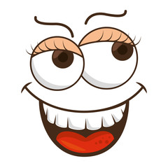comic face with big mouth icon over white background colorful design vector illustration