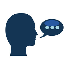 man with speech bubble icon over white background. vector illustration