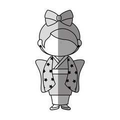 girl wearing a kimono dress icon over white background. vector illustration
