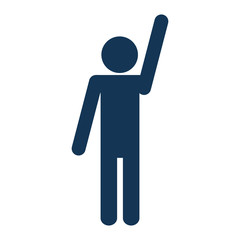 pictogram man with hands up icon over white background. vector illustration