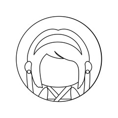 japanese girl face icon over white background colorful design vector illustration