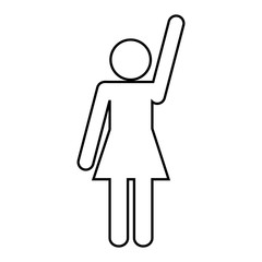 pictogram woman with hands up icon over white background. vector illustration