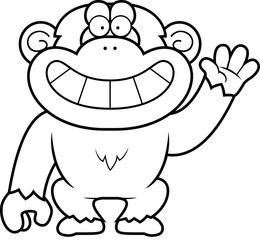 Cartoon Chimp Waving