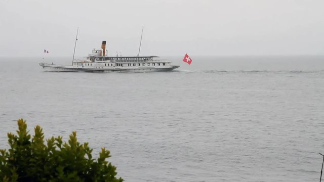 Steamship on Lake Geneva. Lausanne, Switzerland