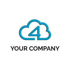 3d number 4 cloud line logo vector ilustrator