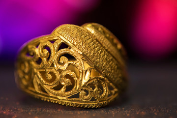 gold ring in the night light