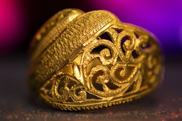 gold ring in the night light