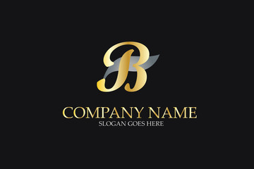 B Letter Logo Design in Golden and Metal Color