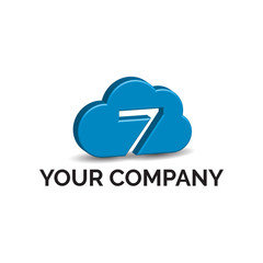 3d number 7 cloud logo vector ilustrator