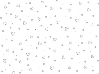 seamless retro pattern, polka dot with hearts.