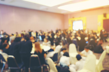 Abstract blurred people doing workshop in training room, education concept, Business seminar.