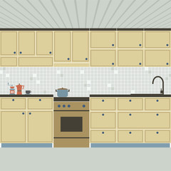 Modern Flat Design Kitchen Interior Vector Illustration