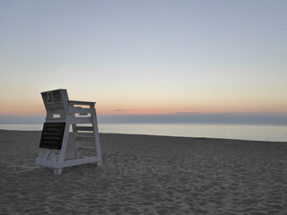 Beach Sunset with Lifeguard Chair