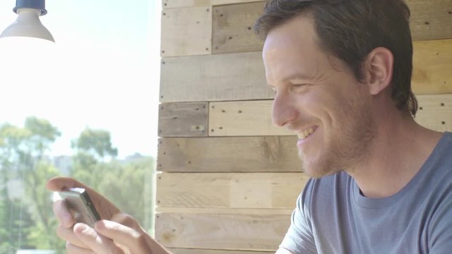 Man using smart phone