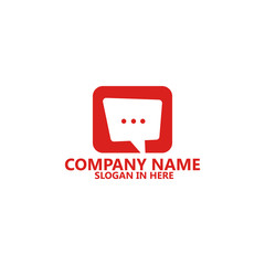 Red Chat Logo Template Design