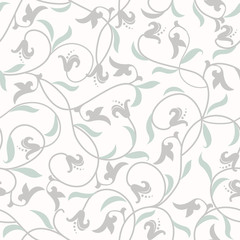 Damask floral pattern with arabesque and oriental elements. Light abstract traditional ornament for wallpaper and background