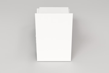 Stack of blank white closed brochure mock-up on white background