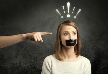 Hand pointing at employee