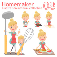 主婦の料理イラストセット　欧米人