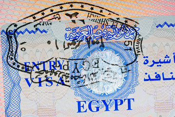 egypt entry visa and passport stamp