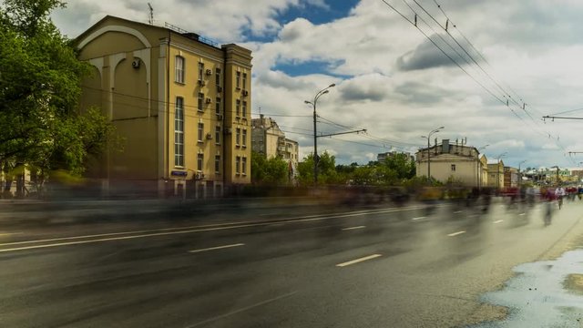time lapse video of annual city bike ride along the Central streets of Moscow