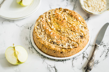 Apple pie with banana on plate