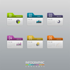 Infographic timeline template with 6 options, parts, steps can be used for chart, diagram, web design, presentation, advertising, history, report. Vector infographic illustration