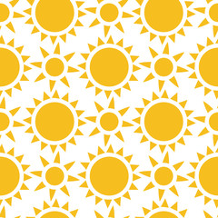 Sun seamless. Seamless pattern with suns. Vector illustration, flat style.