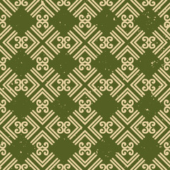 Ornamental grunge vintage textured green background. Scratched old seamless