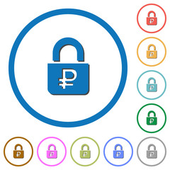 Locked Rubles icons with shadows and outlines