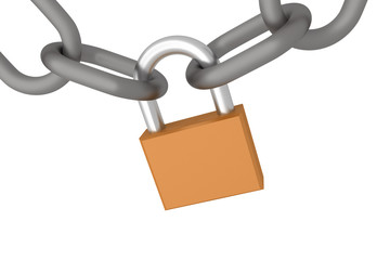 closed padlock and chains