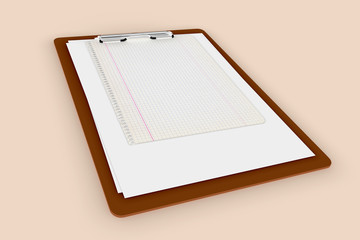 clipboard with empty paper sheets