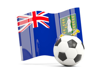 Football with waving flag of virgin islands british isolated on white