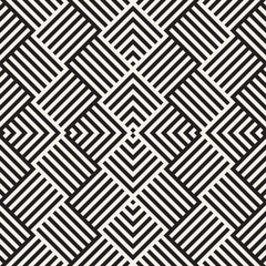 Stylish Lines Lattice. Ethnic Monochrome Texture. Abstract Geometric Background Design. Vector Seamless Black and White Pattern.
