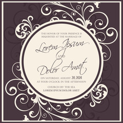 Wedding invitation or announcement card