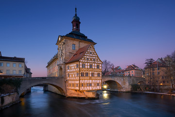 Bamberg Alte Rathaus Old City Hall at sunset