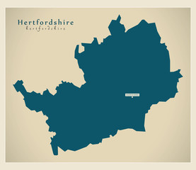 Naklejka premium Modern Map - Hertfordshire county UK illustration