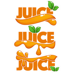 vector collection of bright and shine logo, stickers, emblems and banners for orange fresh juice