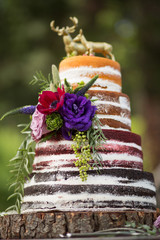 Rustic "Naked" Wedding Cake with multiple flavors